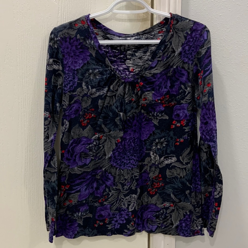 Ann Taylor LOFT Black & Purple Long Sleeve